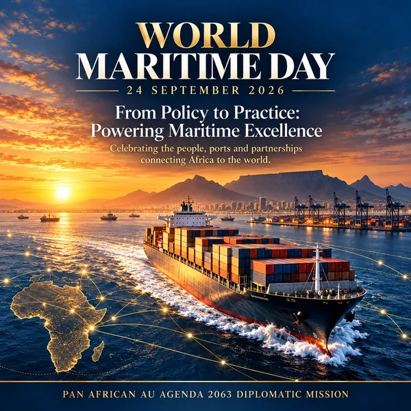 World Maritime Day 2026 — supplied campaign artwork. Dates and announcements are reproduced as shown in the original.