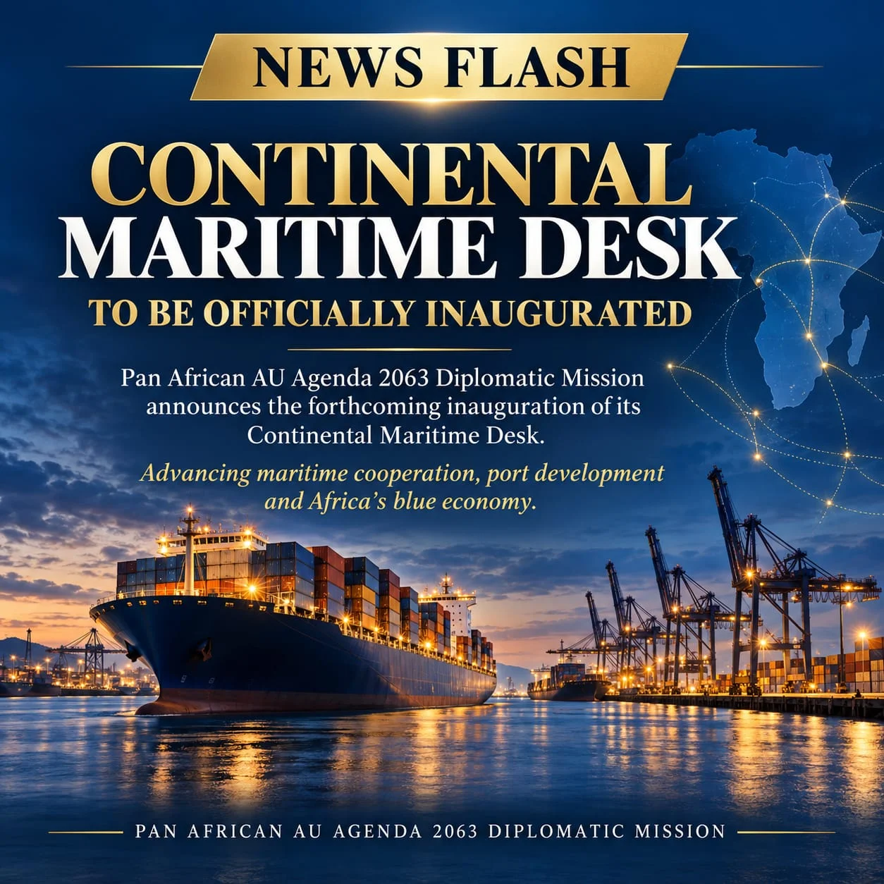 Continental Maritime Desk — supplied campaign artwork. Dates and announcements are reproduced as shown in the original.
