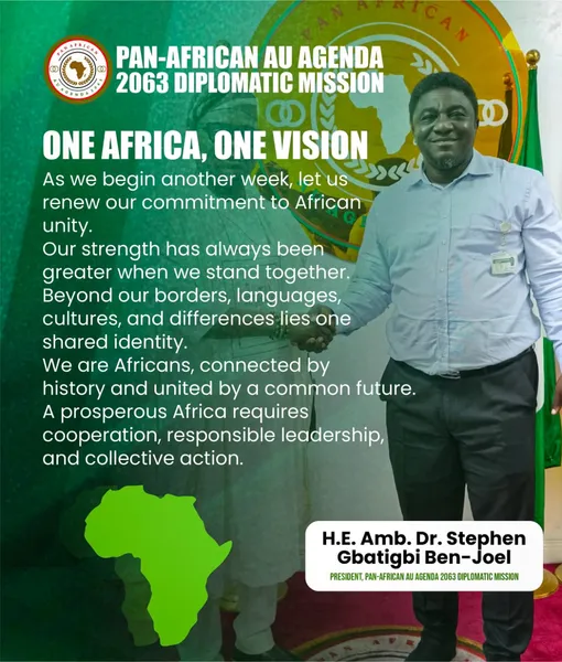One Africa, One Vision — supplied campaign artwork. Dates and announcements are reproduced as shown in the original.